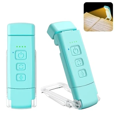 Imagen de Alyvisun Luz de Lectura, 3 Modos Color y 5 Niveles Brillo Regulables, [Función Temporizador Recargable por USB] Lámpara Batería 80 Horas Duración (azul)