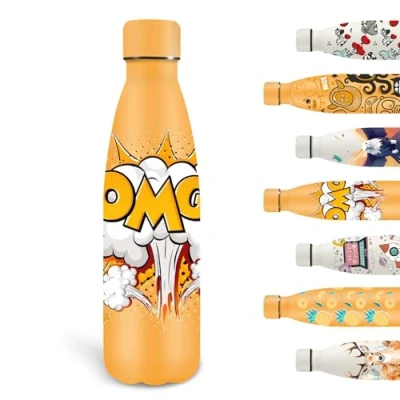 Imagen de Grsta Botella Termica, 500ml Agua Acero Inoxidable, Personalizada sin BPA, de a Prueba Fugas, Mantiene 24H Frio/12H Calor, para la Escuela, Oficina, Amarillo