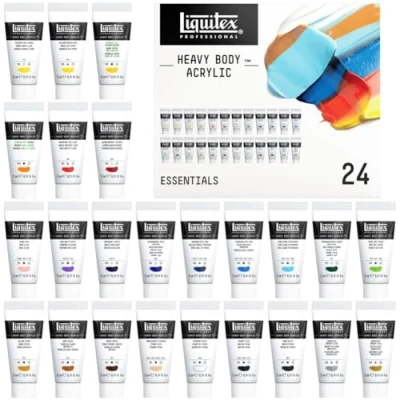 Imagen de Liquitex Acrílico Heavy Body Set de pintura acrílica para bellas artes cuerpo espeso calidad profesional, 24x22ml surtidos