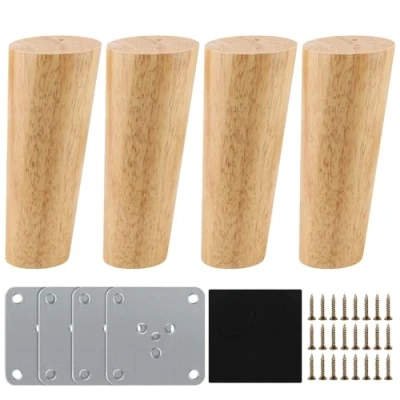 Imagen de 4 Piezas Patas para Muebles Madera,Patas de inclinadas cónicas con Placa Montaje ya instalada Madera Sofas mesitas armarios 12 cm Alto