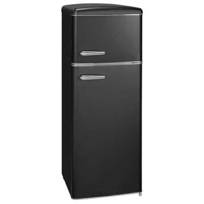 Imagen de Exquisit® Frigorífico Dos Puertas, Capacidad 206L, Rango Energético E, Estantes de Cristal, Cajón Verdulero, Ajuste Altura, Iluminación LED Color Negro Mate, Dimensiones 146,5x54,5x57,5 cm.