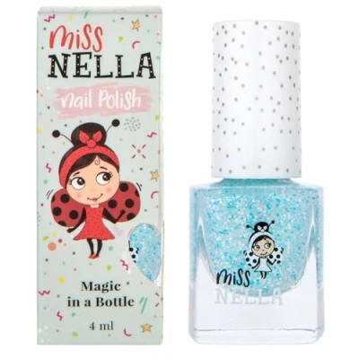 Imagen de Miss Nella Its Once Upon a Time Esmalte de uñas especial turquesa con brillantina para niños, fórmula despegable, base agua y sin olor