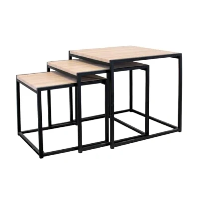 Imagen de THE HOME DECO FACTORY HD3845 Set 3 MESAS, Tablero DM, Negro, 48x48x15 cm