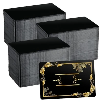 Imagen de Zwfjcmsa 550 tarjetas de visita metal grabadas, placas aluminio para manualidades, hojas multiusos 0.01 pulgadas grosor, color negro
