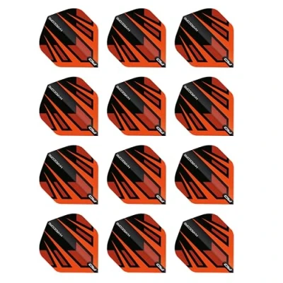 Imagen de RED DRAGON Hardcore Radical Orange &amp; Black Dart Flights 4 juegos por paquete (12 vuelos de dardos en total)