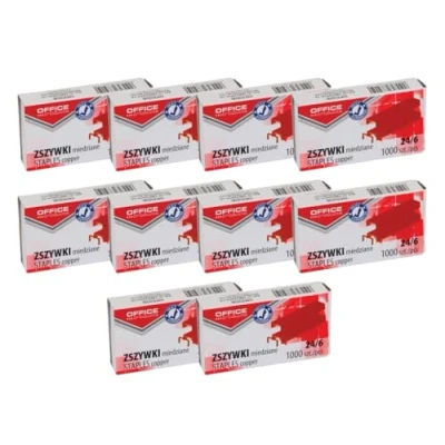 Imagen de OFFICE PRODUCTS 18072419 16 Grapas 24/6 de cobre universal para la mayoría grapadoras/10.000 unidades (10 x 1000 unidades) estándar grapadora/grapadora