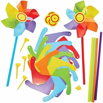 Imagen de Baker Ross FC771 Molinos de Vientos Arcoiris Set 6, Actividades Manuales para Niños