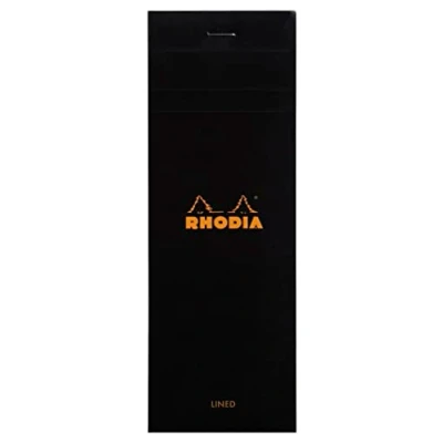 Imagen de RHODIA 86009C Bloc Notes Agrafé N8 Shopping Black 7,4x21 cm Ligné 80 Feuilles Détachables Papier Clairefontaine 80G Couverture en Carte Enduite Paquet de 10 blocs