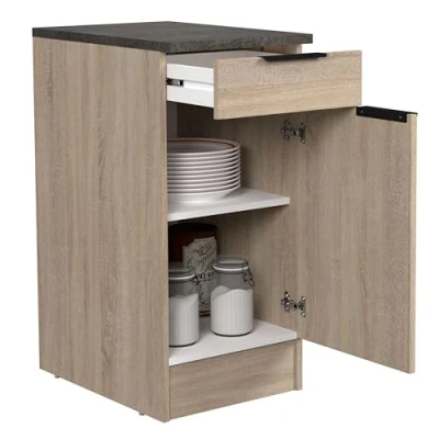 Imagen de Módulo Cocina Inferior Arko con 1 Cajón Puerta Estante Color Roble Áspero y Negro 40x60 cm