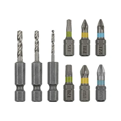 Imagen de wolfcraft Juego de accesorios Flipbit para taladrar y atornillar, 9 piezas, 3083000, herramientas colocar el doble soporte,ntercambiable