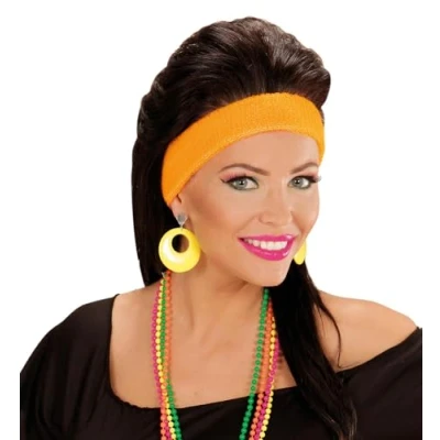 Imagen de WIDMANN 05842 Par De Pendientes para Mujer Adulta, Años 80, Disco, Neón, Carnaval, Fiestas Temáticas, Color Amarillo Fluo
