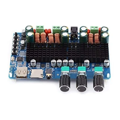 Imagen de tarjeta de amplificador potencia, potencia digital 2.1 canales, entrada Bluetooth USB TF 50 W + salida subwoofer estéreo 100