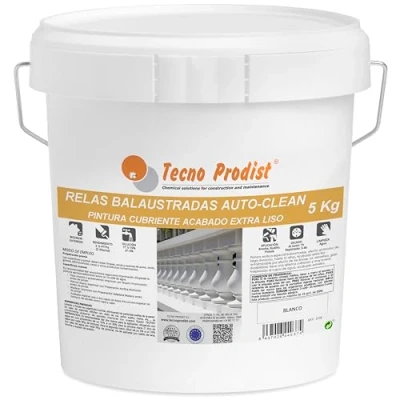 Imagen de Tecno Prodist RELAS BALAUSTRADAS AUTOCLEAN (5 Kg) Pintura balustradas y celosías, al agua, color blanco, larga durabilidad, transpirable Autolimpiable con la lluvia Interior exterior