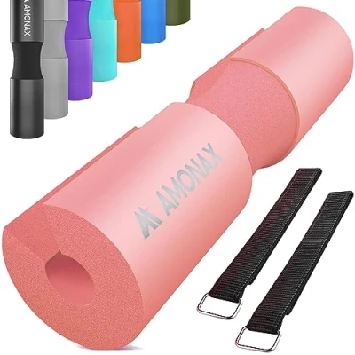 Imagen de Amonax Almohadilla barra gimnasio protector, Cuello y Hombros para Sentadillas Empuje de Cadera, ejercicios en casa el gimnasio, entrenamiento fuerza pesas (Rosa coral)