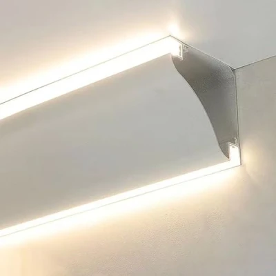Imagen de Perfil LED Moldura de Techo Aluminio con Canal Difusor LED, para Pared o Techo, Iluminación Indirecta, Tiras Luces Rieles Carcasa Moldura(4.5 m/14. 7 ft)