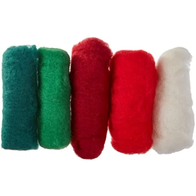 Imagen de Rayher Pack vellones lana 100% pura, tonos Navidad, 5 20 g cada uno, para afieltrado, 5364600