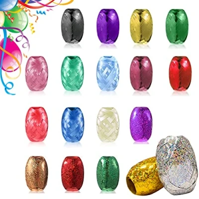 Imagen de 18 Rollos Cinta de Regalo, 20 M por Rollo para Globos, Rizada Metálica, Brillante Cintas Regalo Rizadas, Navidad Fiesta, Embalaje, Decoración Tartas, Manualidades