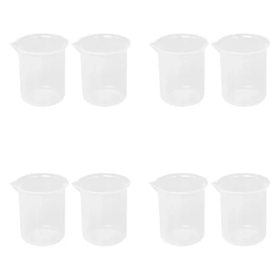 Imagen de Huhudyy Cocina Laboratorio Graduado Vaso Espesan la Medidora de Plastico Transparente con Tapa Jarro 200ML 8 Unids Medicion