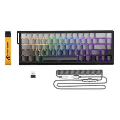 Imagen de ATTACK SHARK X68PRO HE Teclado Gaming Inalámbrico con Gatillo Rápido, Precisión RT de 0,01 mm, 8KHz, Interruptores Magnéticos C01Cable, Activación Ajustable, Snap Tap Gradiente Negro