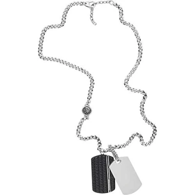 Imagen de Diesel Double DOG TAG Collar silvercoloured, Hombre, Talla: One Size, Silver coloured