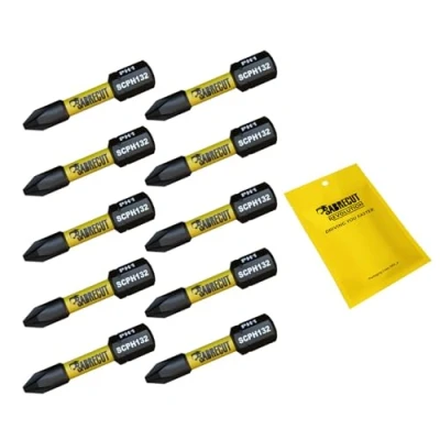 Imagen de 10 x SabreCut SCPH132_10 Juego de puntas destornillador impacto magnético PH1 32 mm Phillips alta resistencia Compatible con Dewalt Milwaukee Bosch Makita y más