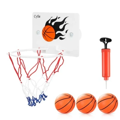Imagen de CYFIE Mini Canasta de Baloncesto, Baloncesto Infantil con Bolas y Bomba Oficina, Ventosa, Tabla para Habitación, Cuarto Baño