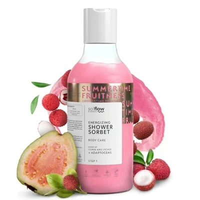 Imagen de Gel de Ducha Energizante Sorbete Guayaba y Lichi So!Flow Tratamiento Refrescante para la Piel con Extracto Rico en Vitamina C Esters Jojoba Hidratantes