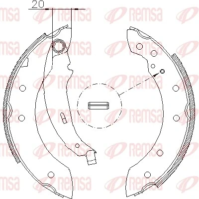Imagen de REMSA 4199.01 Zapatas de Freno Eje trasero 203 39 con palanca PEUGEOT: 206 Hatchback, 106 II 306 RENAULT: CLIO 2, LAGUNA 1