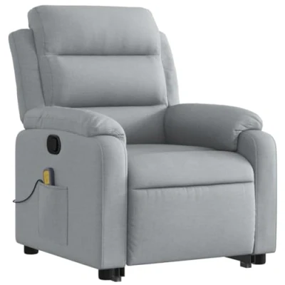 Imagen de vidaXL Sillón de Masaje Reclinable Pie, Silla con Respaldo Reposabrazos, Relax Descanso, Asiento Ajustable, Tela Gris Claro