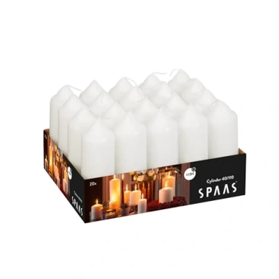 Imagen de Spaas Bandeja de 20 velas pilar sin perfume 40/110 mm, 13 horas, color blanco
