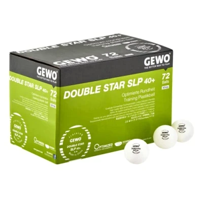 Imagen de GEWO Double Star SLP Pelotas de Tenis Mesa (2 Estrellas, plástico, sin Costuras, 72 Mesa, 40 + mm diámetro), Color Blanco