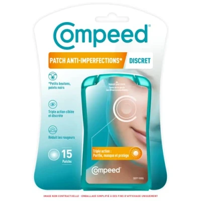 Imagen de Compeed parches antiimperfecciones hidrocoloides Ideal para un uso discreto durante el día imperfecciones específicas 15 1,5 x cm puntos negros y pequeños botones