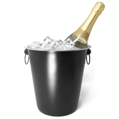 Imagen de COM FOUR® enfriador de champán con asas diseño elegante y suave en color negro ideal para enfriar vino espumoso, accesorio perfecto (1 unidad negro)