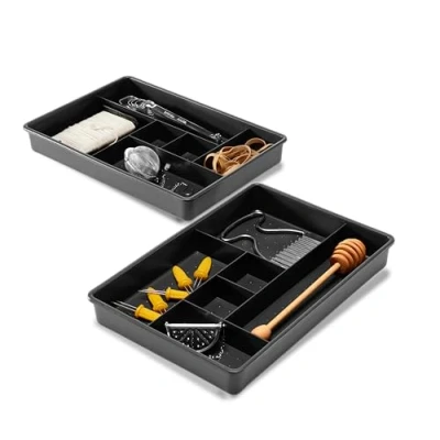 Imagen de madesmart Two Piece Drawer Organizer Granite Value Collection 12 Compartimentos Sostiene Objetos con una Variedad de tamaños, Easy to Clean
