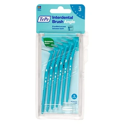 Imagen de TePe Angle Cepillos interdentales angulados, Palillos interdentales, Tamaño 3, diámetro 0,6 mm, color azul, 2X 6 uds
