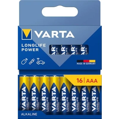 Imagen de VARTA Longlife Power Pilas alcalinas AAA (16 Unidades, 1,5 V, Ideal para cámara Digital, Controlador, Monitor de presión Arterial Embalaje sin plástico)