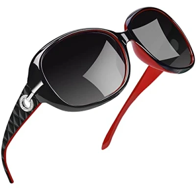 Imagen de Joopin Gafas de Sol Mujer Moda Polarizadas Protección UV400 Gran Tamaño Señoras (Rojo)