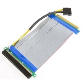 Imagen de Cablecc PCI E Express 16x a Riser Extender Card con Molex IDE Power &amp; Ribbon Cable 20cm