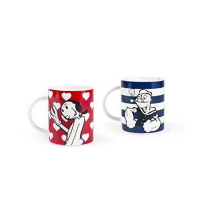 Imagen de Excelsa Popeye &amp; Olivia Juego de 2 tazas porcelana, azul y rojo