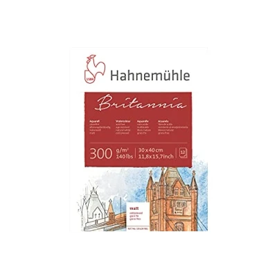 Imagen de Hahnemühle Britannia Bloque pegado 4 lados 30 x 40 cm 300 g/m² 12 hojas grano fino