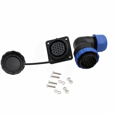 Imagen de HangTon HE29 19 Pines Impermeable Macho Hembra Conector de ángulo Recto Cable Plug Panel Mount Socket al Aire Libre Marino eléctrico Circular Soldadura 5A energía desconexión rápida