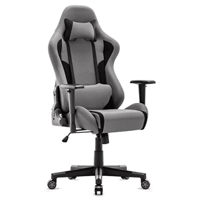 Imagen de IntimaTe WM Heart Silla Gaming de Tela, Gamer Ergonómica, Gamer, Oficina Racing con Reposabrazos Ajustables,Silla Ordenador Cojín Lumbar,Silla Giratoria,Gris