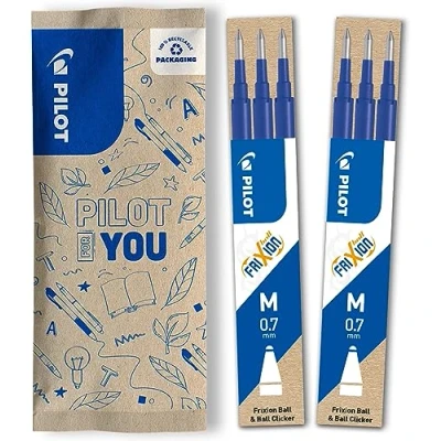 Imagen de PILOT Frixion Juego de 2 recambios tinta borrable azul, compatibles con Ball y Clicker, grosor medio, gel