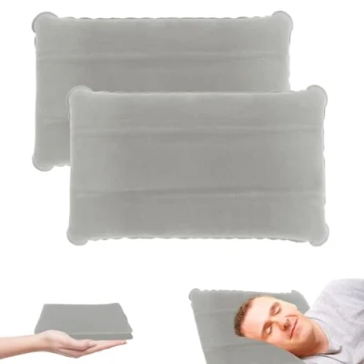 Imagen de Lollanda 2 almohadas hinchables para playa y agua, cómodas de camping, ligeras, ergonómicas, viajes al aire libre, senderismo (gris x 2)