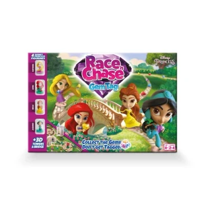 Imagen de Disney Juego de Mesa Princess Race N Chase, 4 Piezas Princesa Incluidas, Belle, Ariel, Rapunzel y Jazmín, Gran Regalo para niños, a Partir años