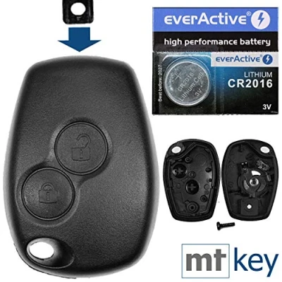 Imagen de Mando a distancia para llave de coche, 1 carcasa 2 botones, pinzas, batería CR2016 compatible con Renault/Dacia/Opel