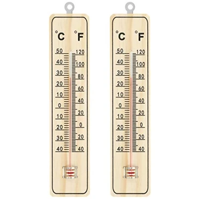 Imagen de com four® 2X Termómetro medidor de Temperatura con Escala en Grados Celsius y Fahrenheit termometro Exterior (04 Piezas 22x5x1cm)