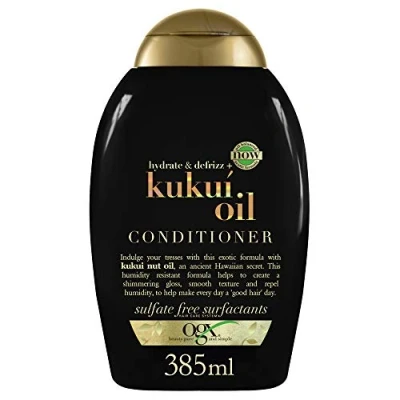 Imagen de OGX Hydrate &amp; Defrizz + Kukuí Oil Conditioner (385 ml), acondicionador con aceite de kukuí, sin sulfatos ni parabenos, hidratante antihumedad y antiencrespamiento