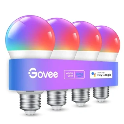 Imagen de Govee Bombilla LED E27 Inteligentes WiFi y Bluetooth, Funciona con Alexa Google Assistant Home App, 16 Millones de Colores DIY RGBWW, Sincronización Música Inteligente, Juego 4