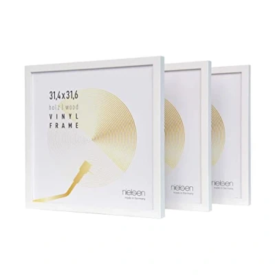 Imagen de nielsen SET de 3 marcos madera para discos, LP dobles Vinyl, 31,4x31,6 cm, Cubriendo el blanco, Enmarcar discos larga duración